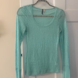 BKE Aqua long sleeve lace top size XS